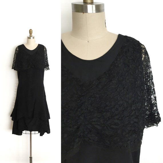 vintage 1920s dress | 20s rayon sheer floral lace