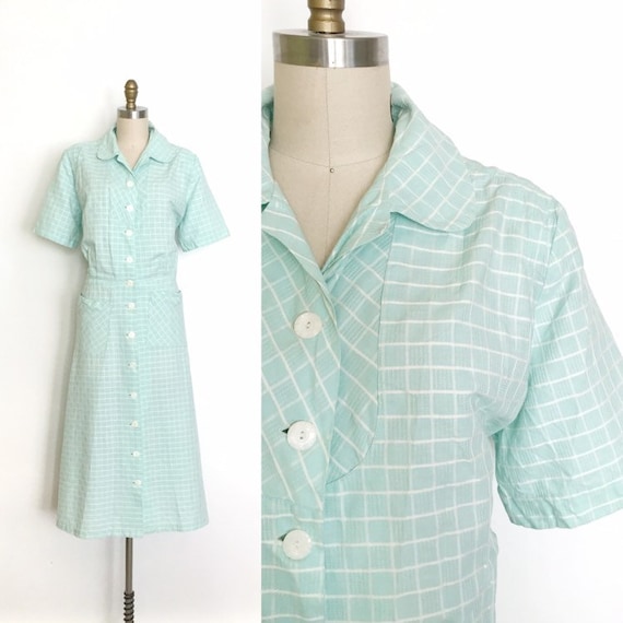 vintage 1930s dress | 30s windowpane checkered cot