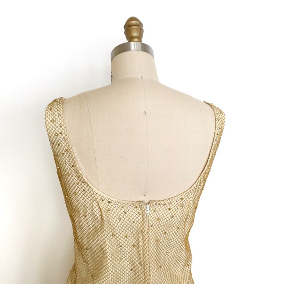 vintage 1960s dress • metallic fishnet net beaded… - image 6