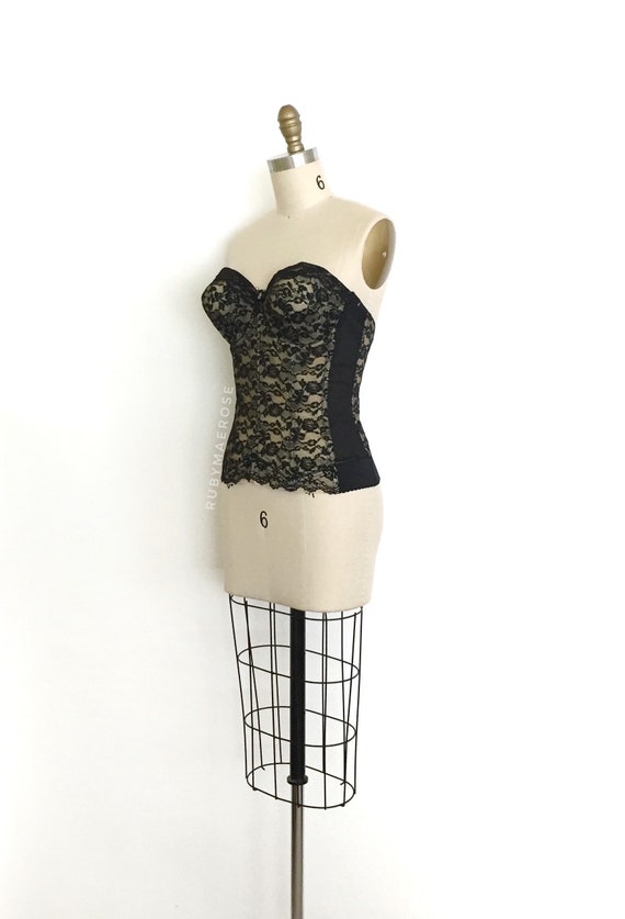 50s Lady Marlene strapless lace bustier • 1950s v… - image 6