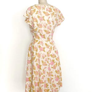 50s Floral Print Zipper Belted Dress