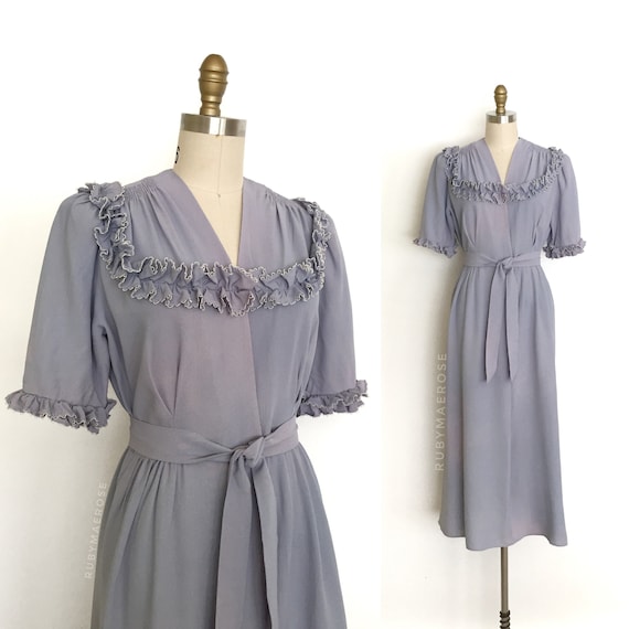 vintage 1930s 1940s dress | 30s 40s periwinkle ruf