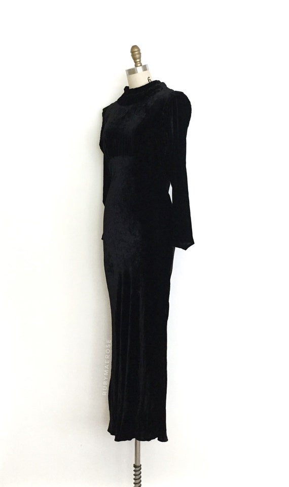 vintage 1930s dress • silk velvet cut out bias cu… - image 10