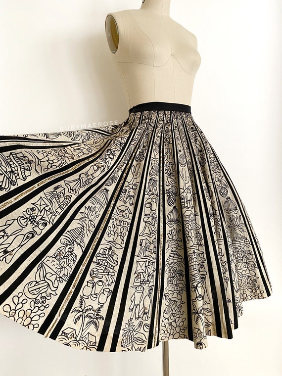 Black and white striped circle skirt discount
