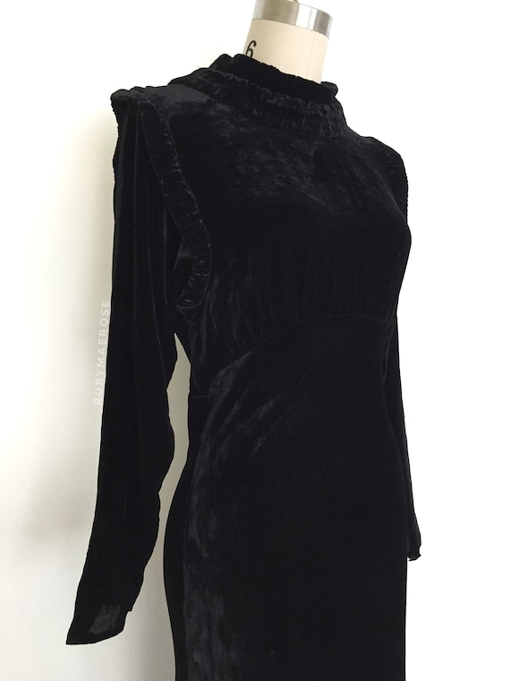 vintage 1930s dress • silk velvet cut out bias cu… - image 2
