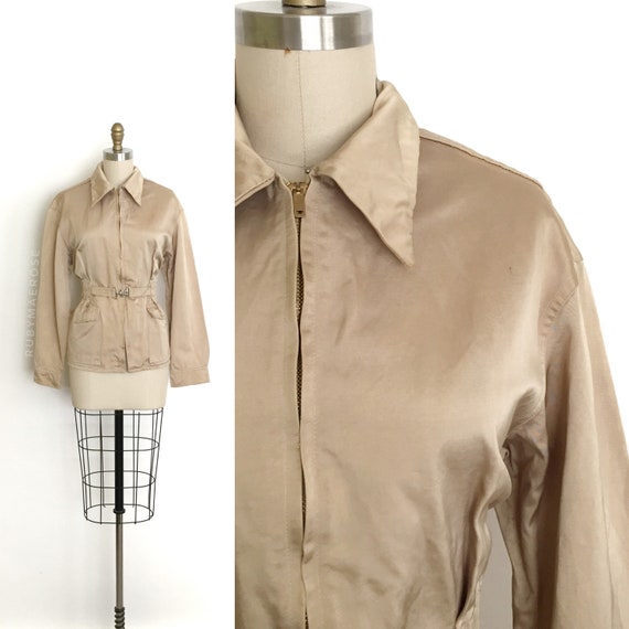 vintage 1940s jacket | 40s neutral belt back sport