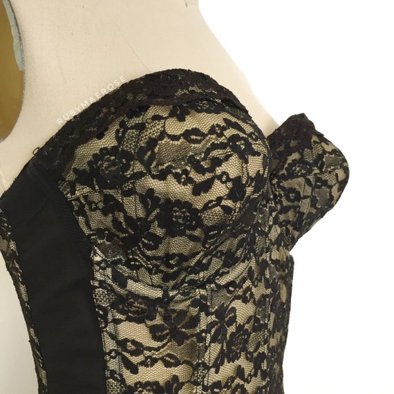 50s Lady Marlene strapless lace bustier • 1950s v… - image 1