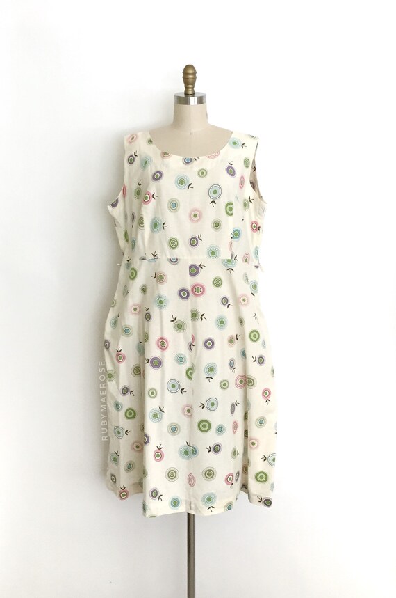 vintage 1950s dress • circle fruit novelty pastel… - image 4