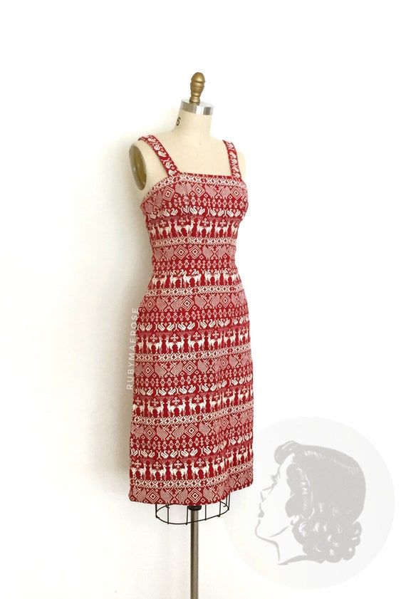 vintage 1950s dress set • novelty geometric anima… - image 1