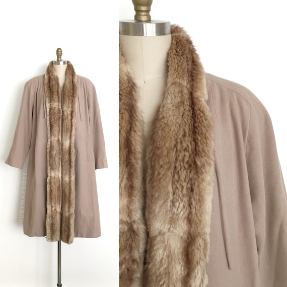 vintage 1940s coat | 40s fur trim wool winter oper