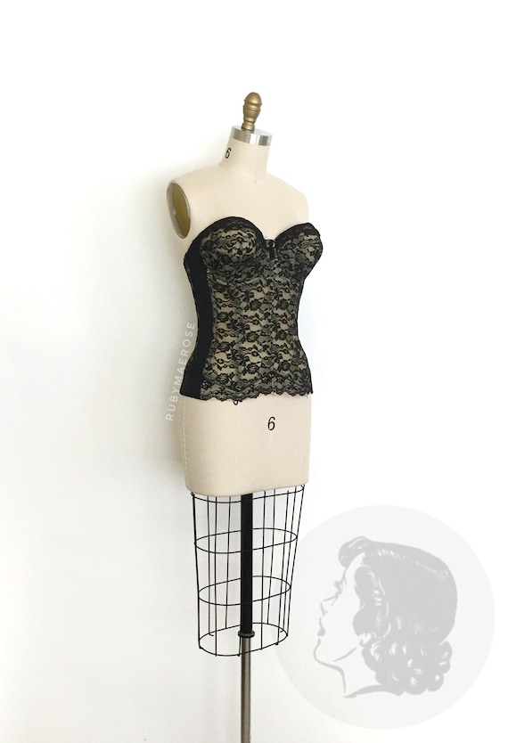 50s Lady Marlene strapless lace bustier • 1950s v… - image 5