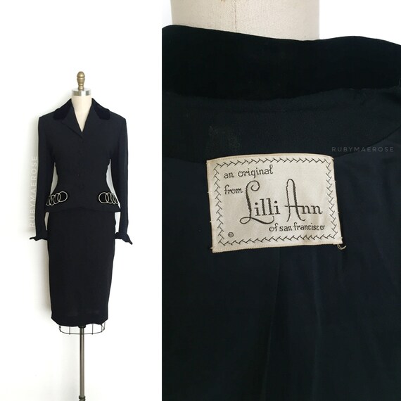 vintage 1940s 1950s designer skirt suit | 40s 50s
