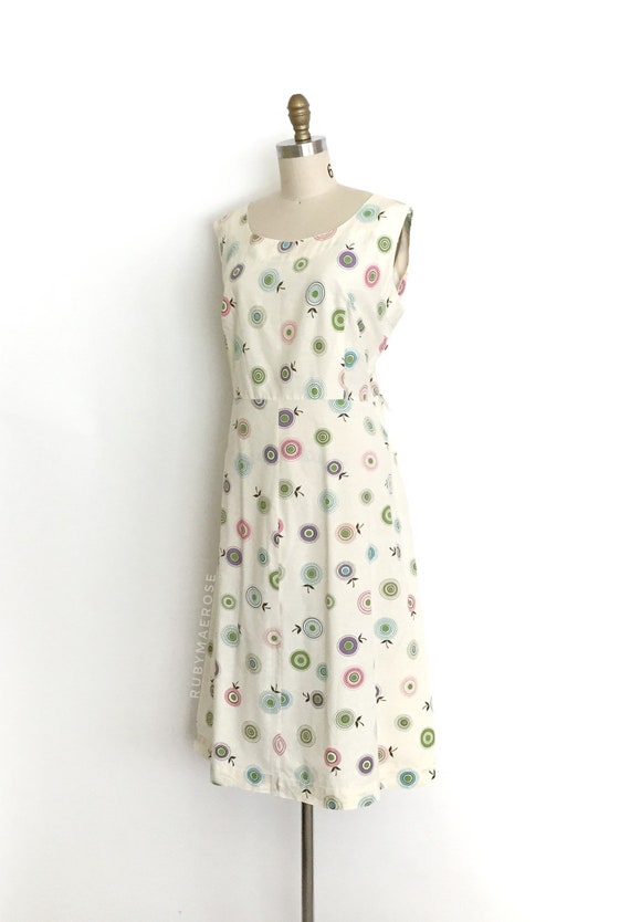 vintage 1950s dress • circle fruit novelty pastel… - image 5