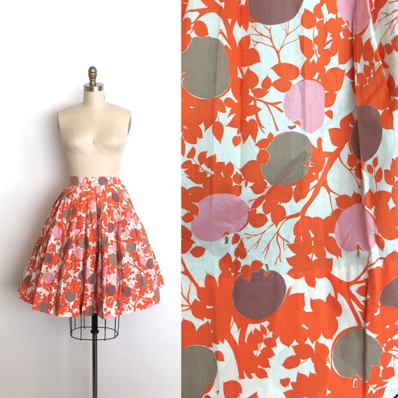 vintage 1950s skirt | 50s fruit novelty print cott