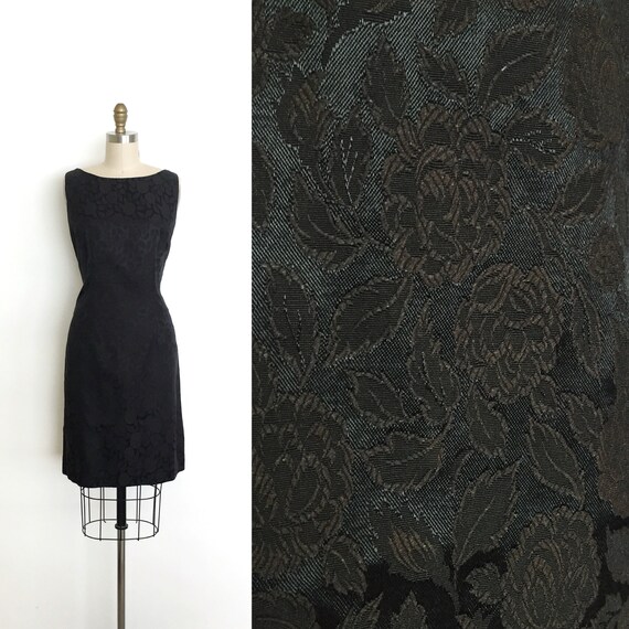 vintage 1950s 1960s dress | 50s 60s rose brocade e