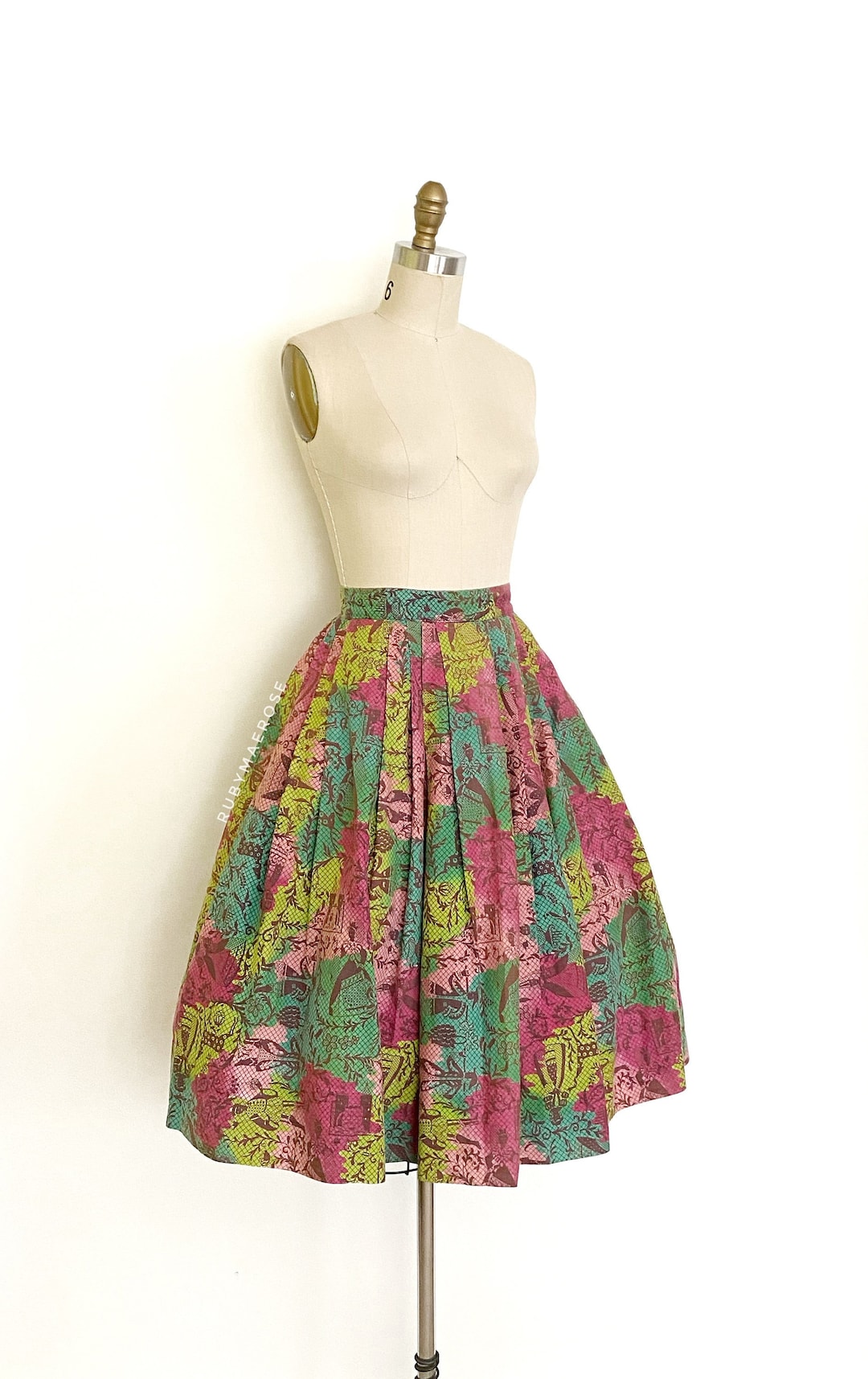 Small 1950s Black Textured Stripe Skirt
