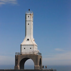 Lake Michigan Lighthouse Photograph, Port Washington Wisconsin, Nautical Decor image 2