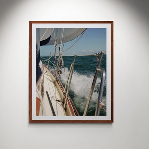 Sailboat Photograph, Nautical Decor Color, Vintage Style Maritime Print, Designer Home Style, Office Boat Photo image 2