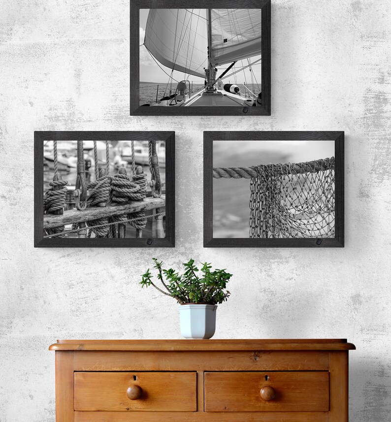Nautical Ropes Photo: Black and White Sailboat Art Print immagine 8