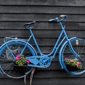 Bicycle Wall Art Photography, Vintage Bicycle Prints, Home Decor Picture Gift, Blue Bike Travel Photo