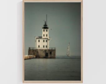 Milwaukee Lighthouse Photo: Lake Michigan Nautical Fine Art Print