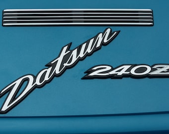 Datsun 240Z Automobile logo Photograph, Vintage Car Photography Print, Car Photos 1970&#39;s