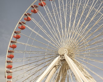 Chicago Ferris Wheel Photography Retro Art Photo, Vintage Style Chicago Wall Art Prints, Chicago Home Office Gift Navy Pier Photo