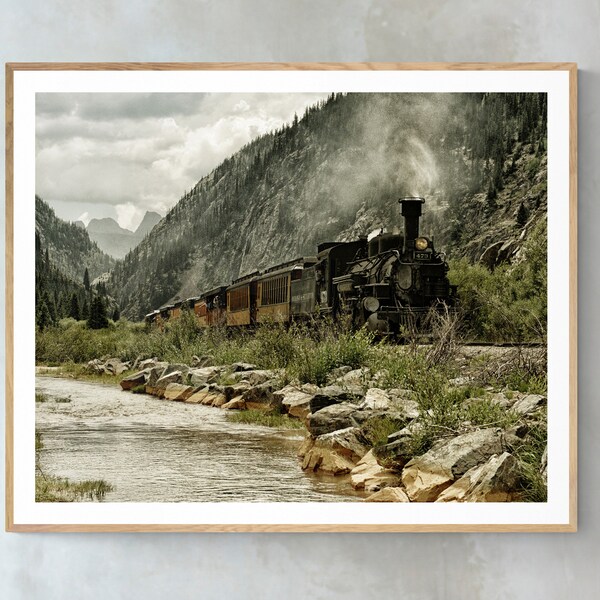 Train Photography Silverton Colorado Train Photo Print, Vintage Western Style Durango Steam Engine, Locomotive Photograph