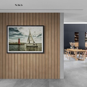 Muskegon Lighthouse Sailboat Art Print: Lake Michigan Nautical Photo image 7