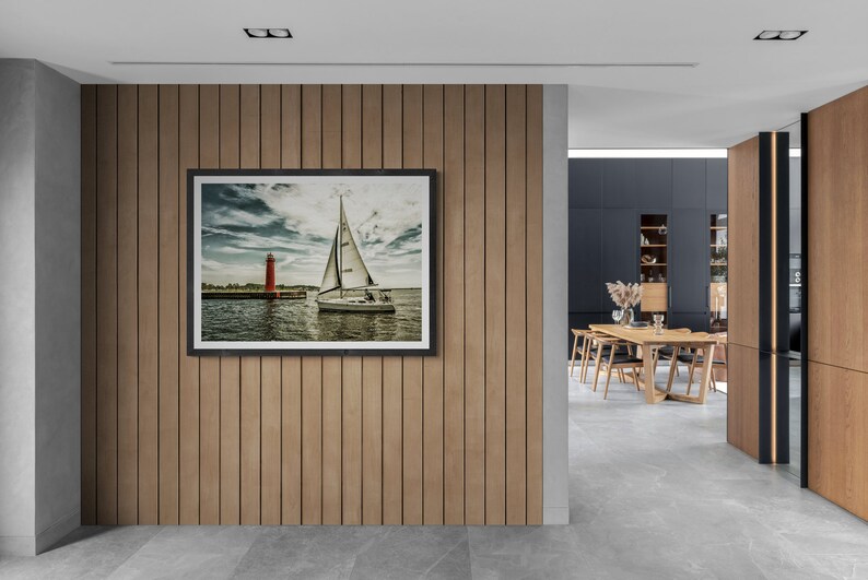 Muskegon Lighthouse Sailboat Art Print: Lake Michigan Nautical Photo image 7