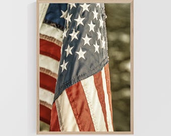 Vintage American Flag Photo: Patriotic Office Decor Print