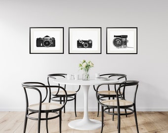 Camera Photography, Camera Gallery Wall Art, Vintage Camera Print, Photographer Gifts, Set of 3 Photographs, Housewarming Picture Gift