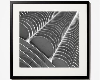 Chicago Marina Towers Photograph Black White Print for Office Decor, Chicago Wall Art Photo, B&W Picture, Chicago Architecture Gift
