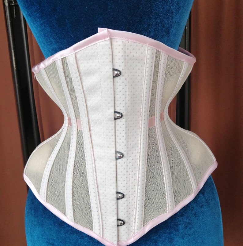 White Underbust Corset With Pink Spots 21 Inch Waist - Etsy
