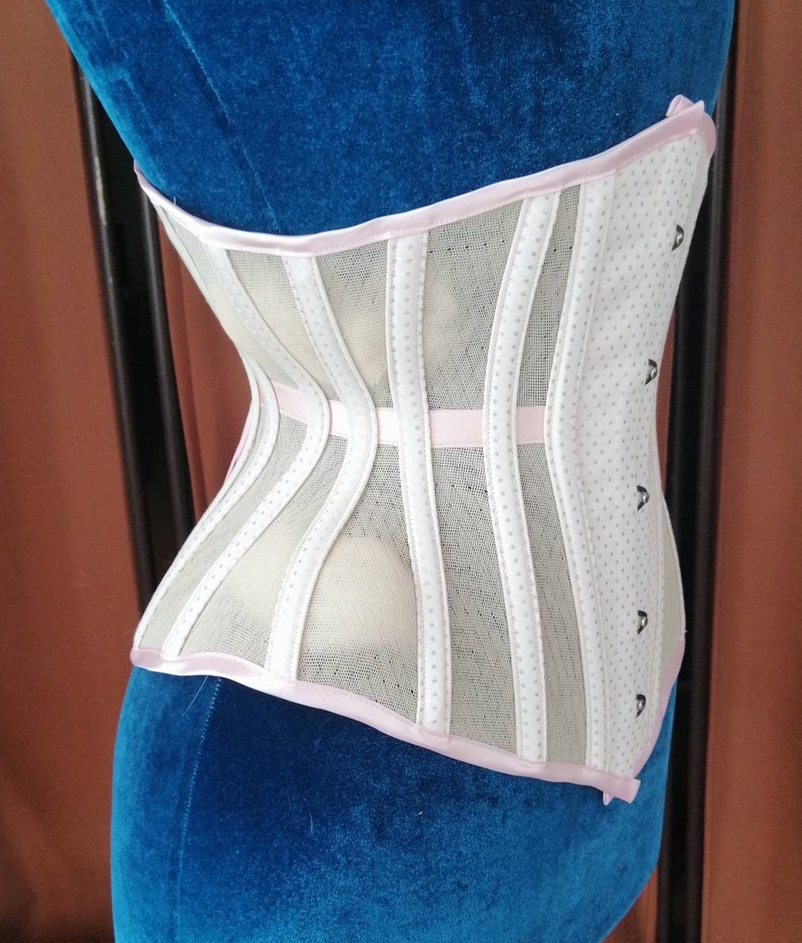 White Underbust Corset With Pink Spots 21 Inch Waist - Etsy