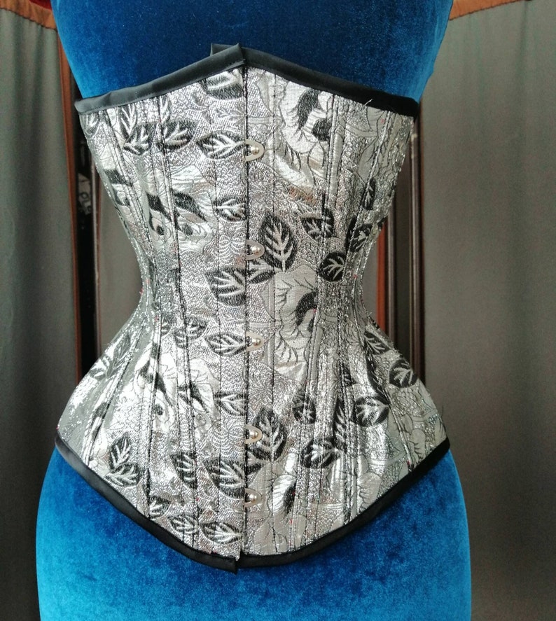 Metallic Black and Silver Underbust Corset 19 Inch Waist
