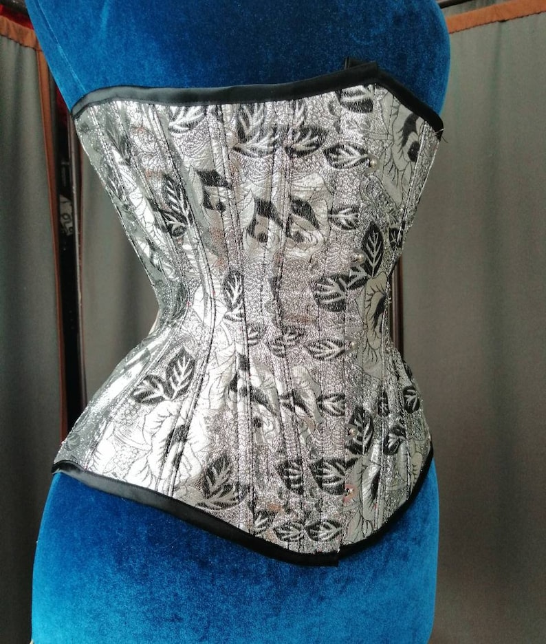 Metallic Black and Silver Underbust Corset 19 Inch Waist