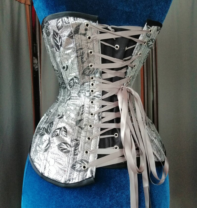 Metallic Black and Silver Underbust Corset 19 Inch Waist