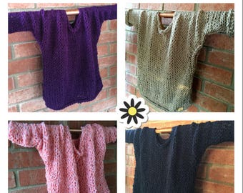 BOHO Pullover Sweater Pattern Loose Knit Sweater Shrug Plus Size