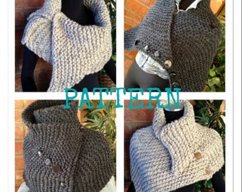 Ribbed Hugger Cowl Wrap Knit PATTERN ONLY