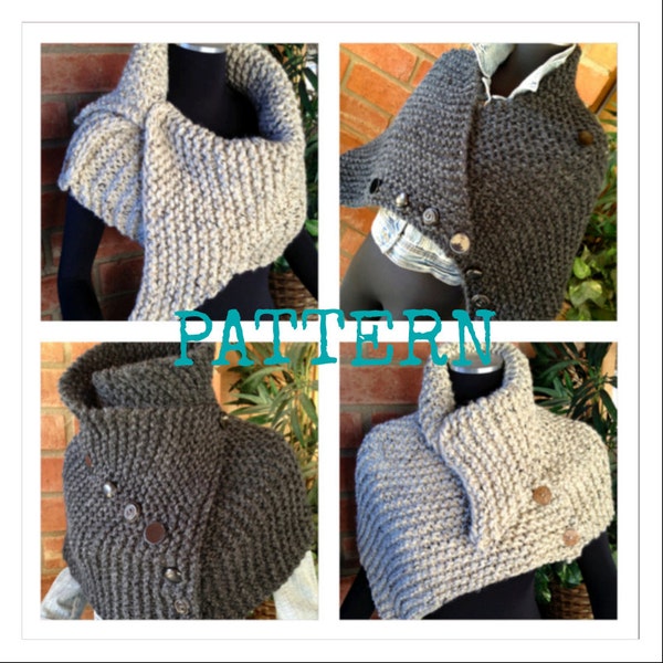 Ribbed Hugger Cowl Wrap Knit PATTERN ONLY