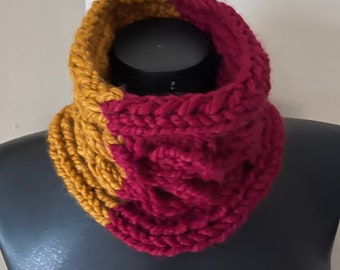 Harry Potter Inspired Gryffindor Colors Cable Knit Scarf Neck warmer Turtleneck