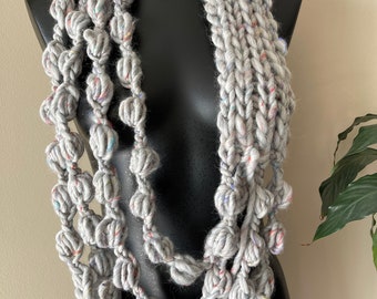 Fiber Necklace Art Yarn Scarf Circular Cowl Statement Piece Textile Scarf