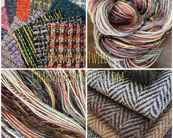 Handspun Art Yarn I woven Tweed - Cotton and Wool Blends - N-Ply Worsted Self Striping - 98 yds 5 oz