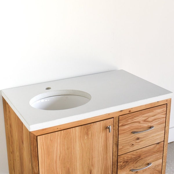 Handmade White Concrete Floating Vanity Top with Oval Sink