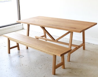 Modern Trestle Dining Table / Kitchen Table with Butterfly Joinery