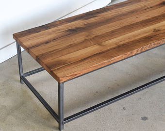 Industrial Coffee Table made from Reclaimed Wood / Steel Box Frame