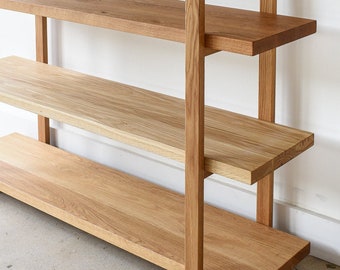 Solid oak shelving unit deals