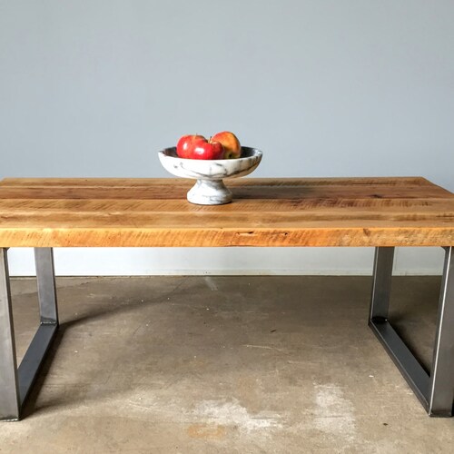 Round Coffee Table / Reclaimed Wood Metal Base Coffee Table Etsy