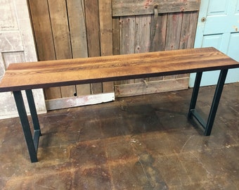 Reclaimed Wood Console Table, Industrial Entryway Table, Barn Wood Table - SHIPS FREE!